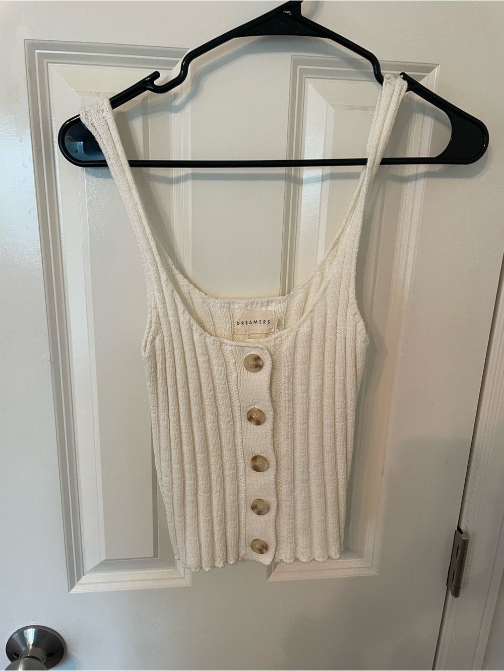 Dreamers Ivory Ribbed Button-Front Tank